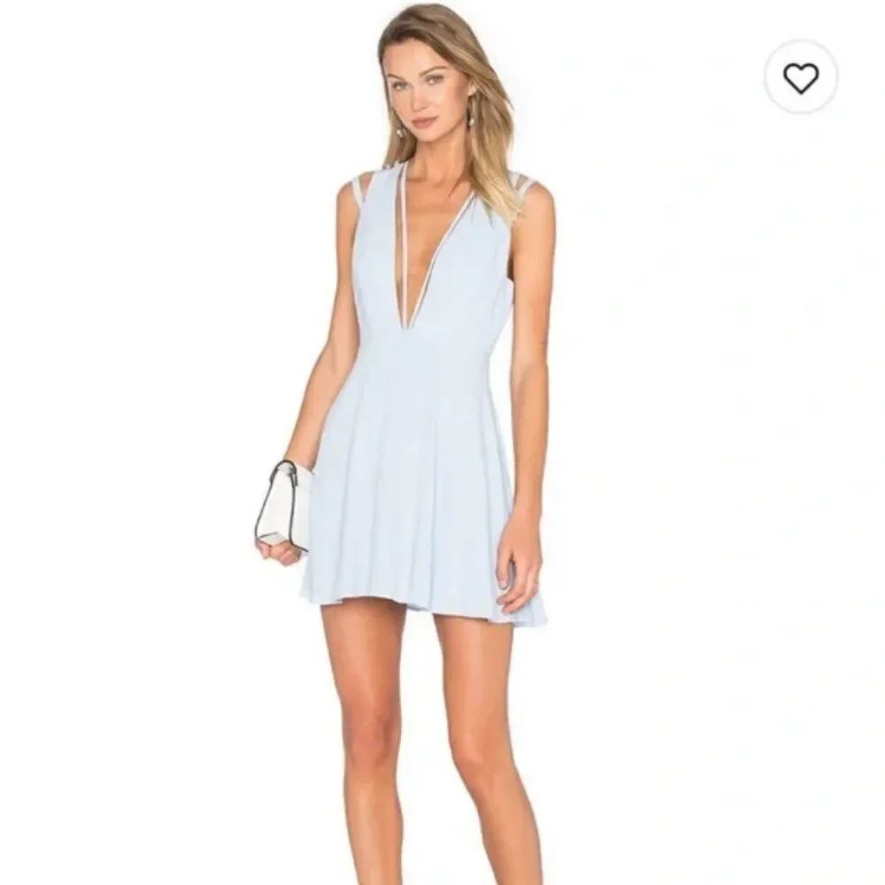 NBD x The Naven Twins No Secrets Fit & Flare Mini Dress Womens XS Light Blue NWT